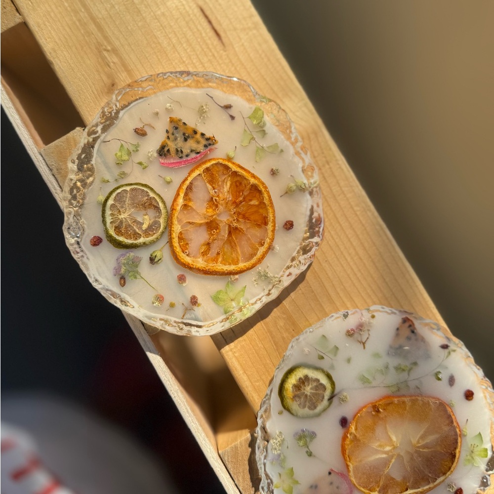 Handcrafted Citrus and Spice Coaster Set